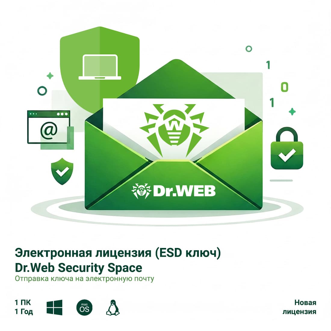 Электронная лицензия (ESD ключ) Dr.Web Security Space 12М 1 ПК новая